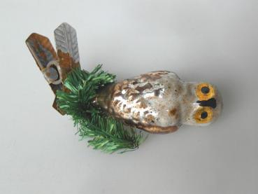 UHU Eule Glasvogel mit Tinsel Christbaumschmuck