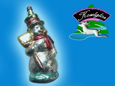 Schneemann mit Schal und Besen - Lauscha Christbaumschmuck