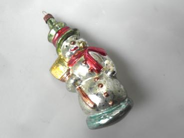 Schneemann mit Schal und Besen - Lauscha Christbaumschmuck