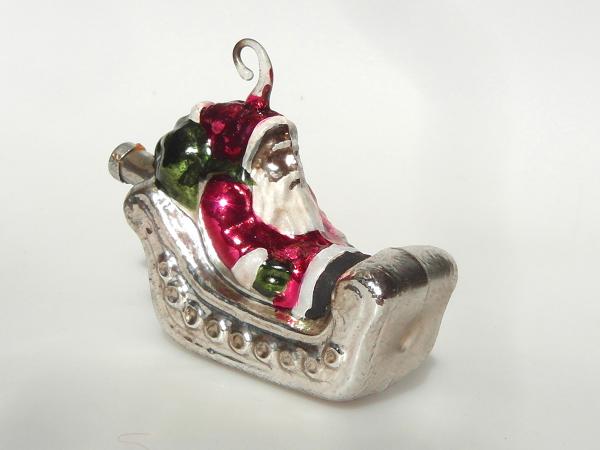 Weihnachtsmann im Schlitten Lauscha Nostalgie Christbaumschmuck