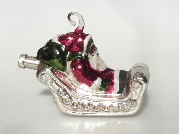 Weihnachtsmann im Schlitten Lauscha Nostalgie Christbaumschmuck