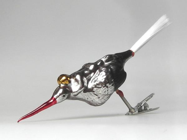 Fliegender Storch am Zwicker Nostalgie Lauscha Christbaumschmuck