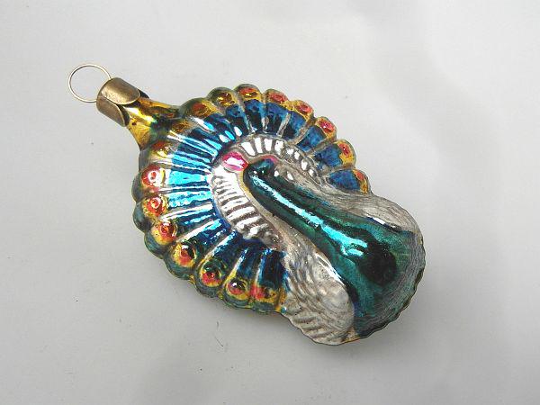Jugendstil Pfau Nostalgie Christbaumschmuck aus Lauscha