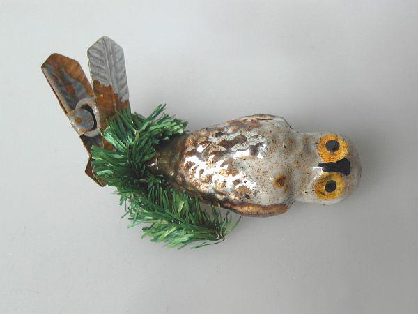 UHU Eule Glasvogel mit Tinsel Christbaumschmuck