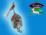 Hexenhaus mit Vogel am Zwicker Nostalgie Lauscha Christbaumschmuck